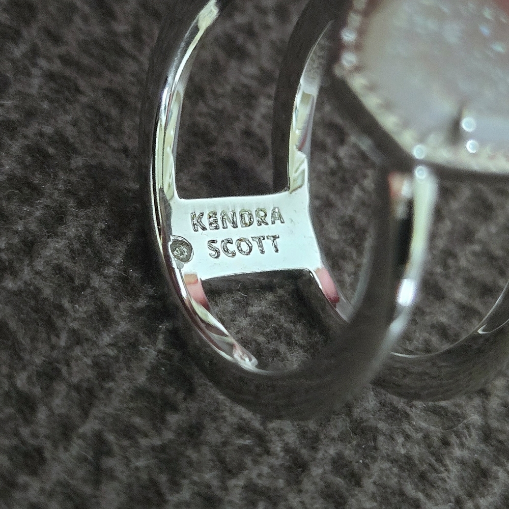 Kendra Scott "Elyse" Double✌️ Band White Iridescent Drusy Ring💍 - Picture 7 of 16